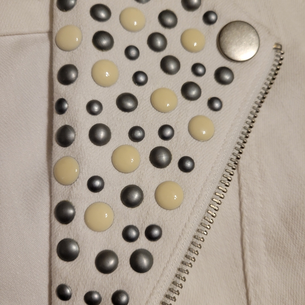 Ruby Rd. Woman's Studded White Jean jacket Blazer two sizes available 12 and 10 - Picture 8 of 16